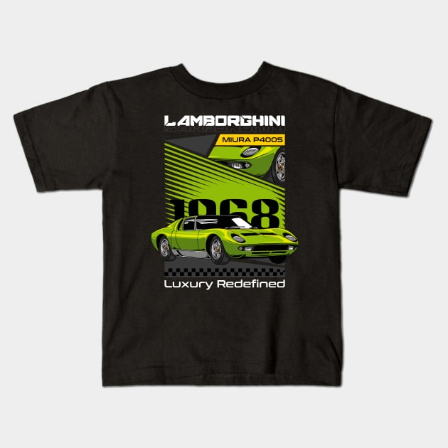 Classic Miura Supercar Kids T-Shirt by milatees